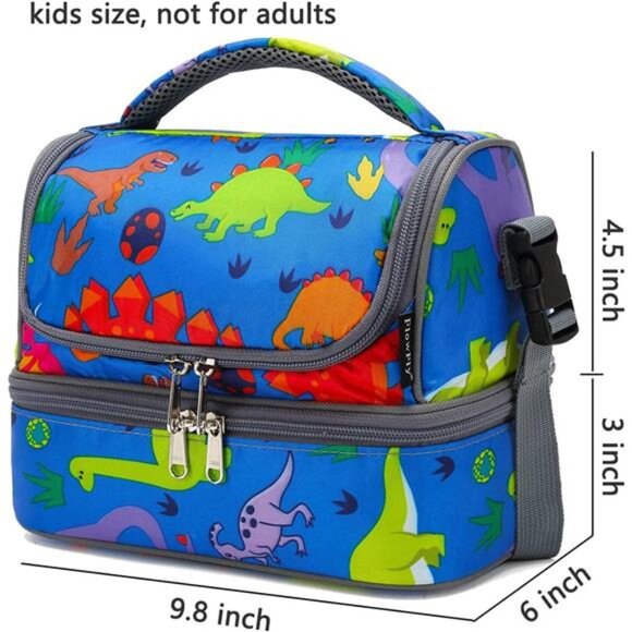 FlowFly Kids Double Decker Cooler Insulated Lunch Bag Large Tote for Boys, - Picture 3 of 8